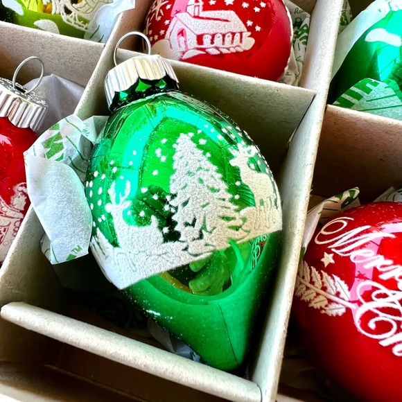 12 Radko Xmas Holiday Splendor Signature Flocked Tulips & Ball Ornaments - Picture 3 of 16